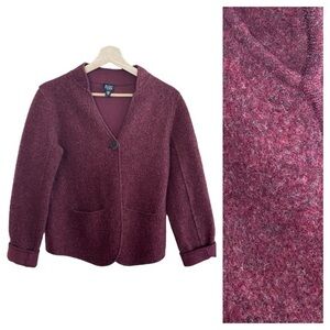 Eileen Fisher Burgundy Red Lambswool Blend Jacket Blazer